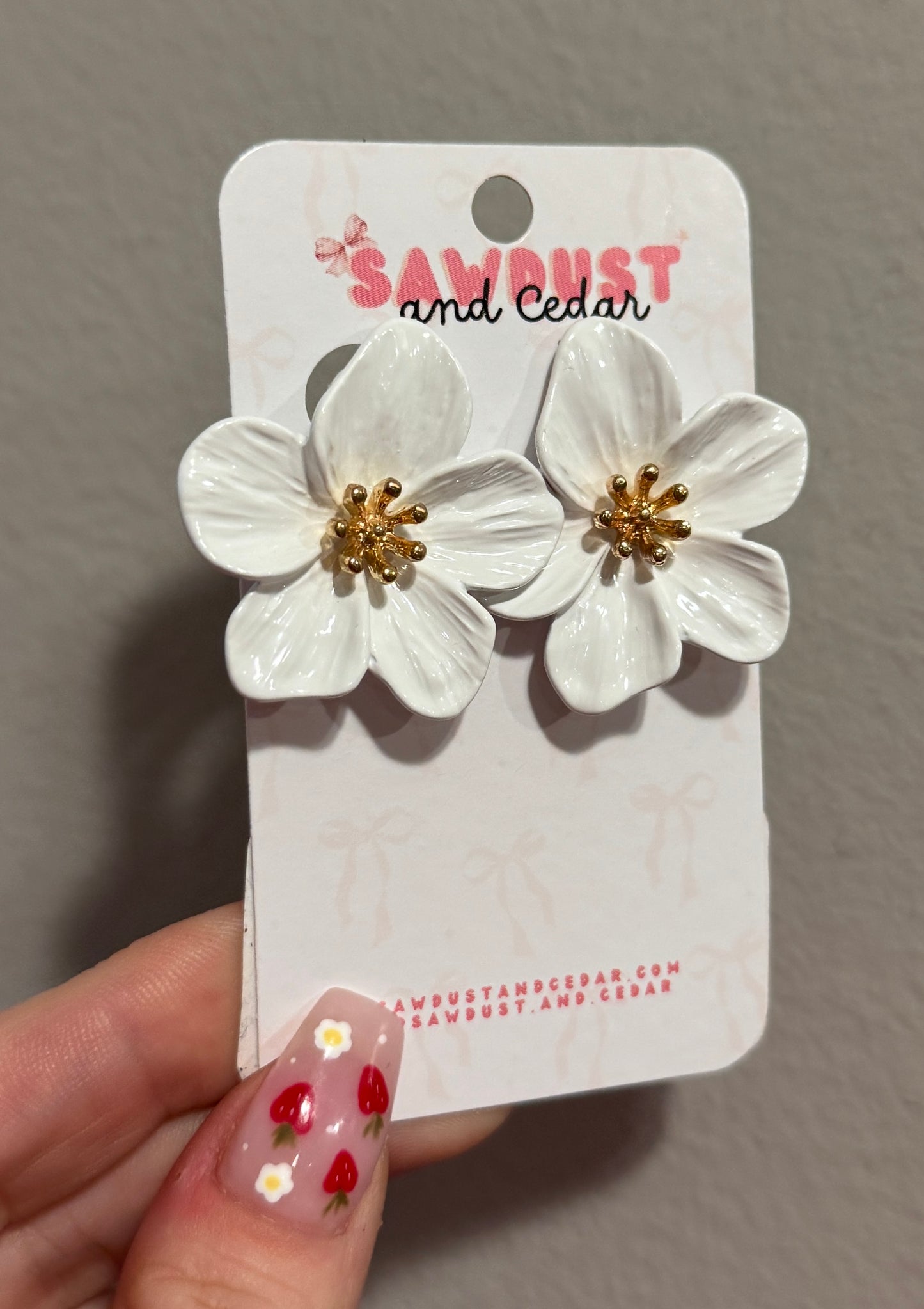 White Dogwood Flower Studs Earrings