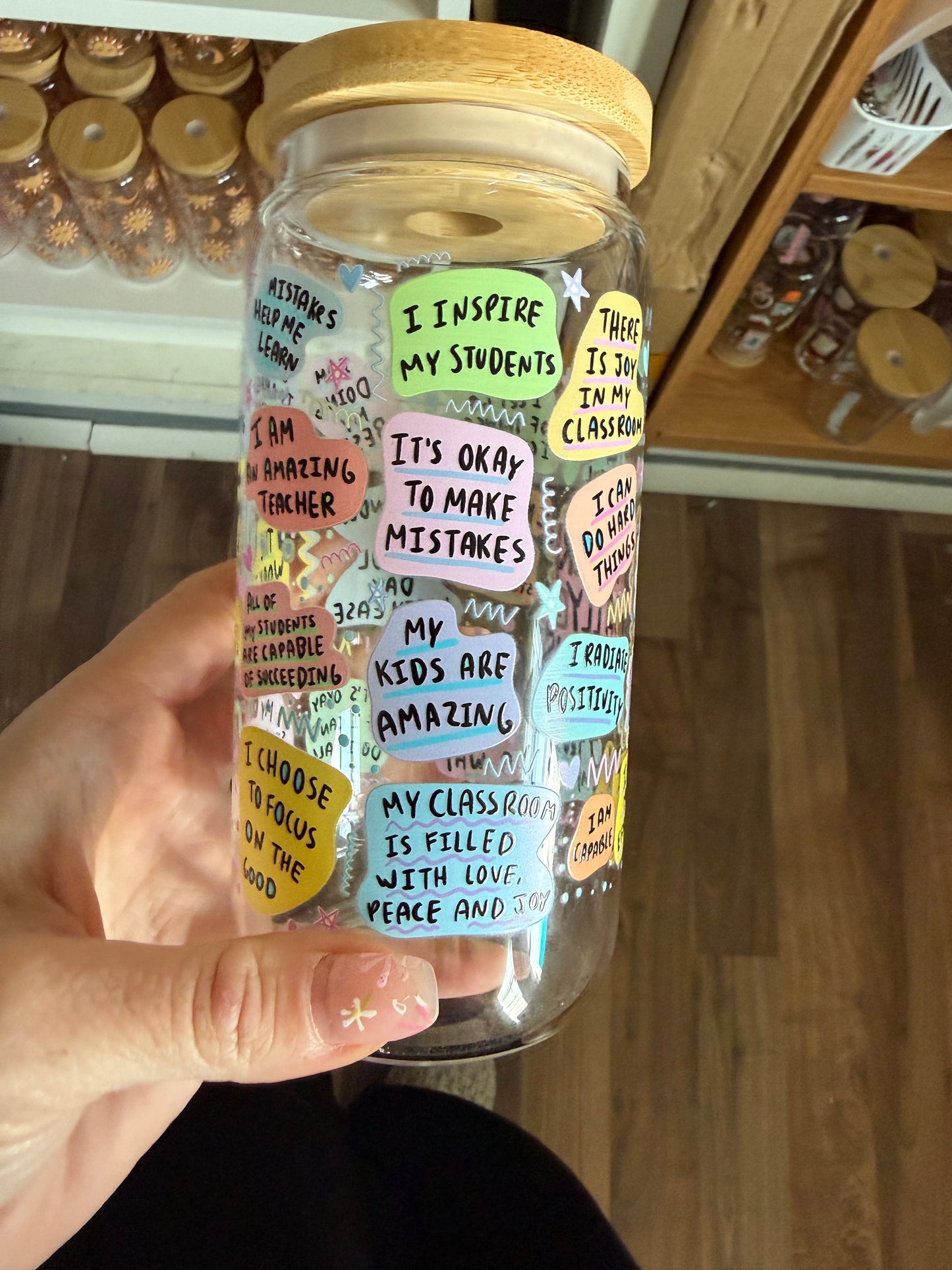 Teacher Affirmations Glass Cup