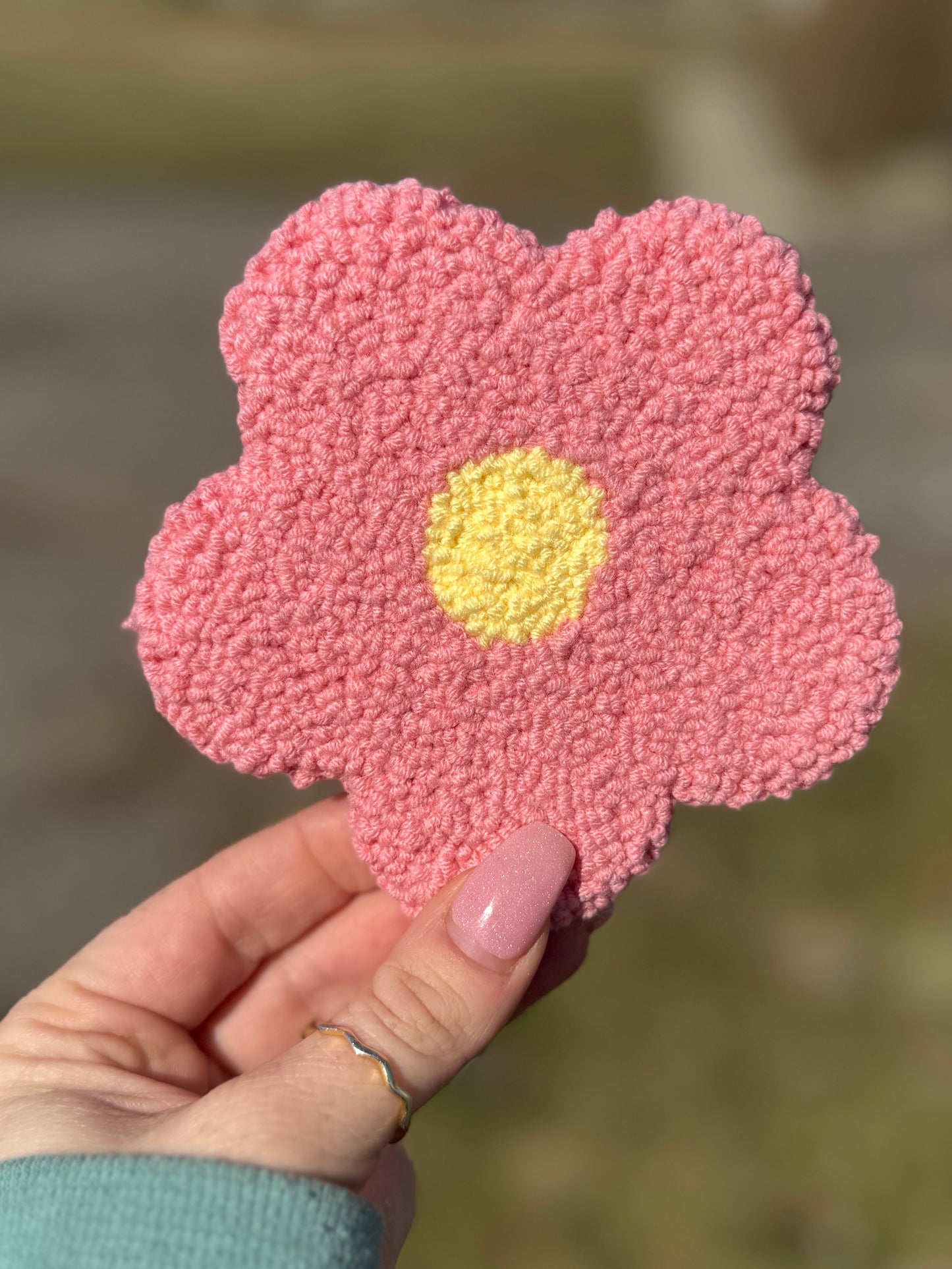 Pink Flower Mug Rug Coaster
