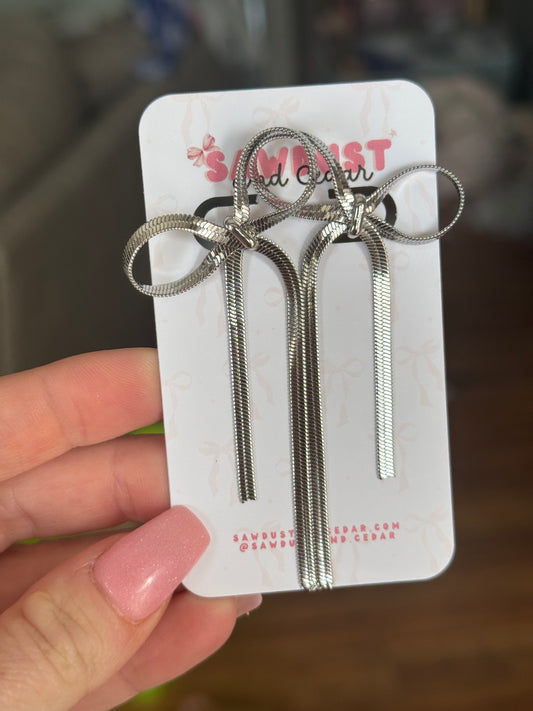 Silver Luxe Bow Earrings