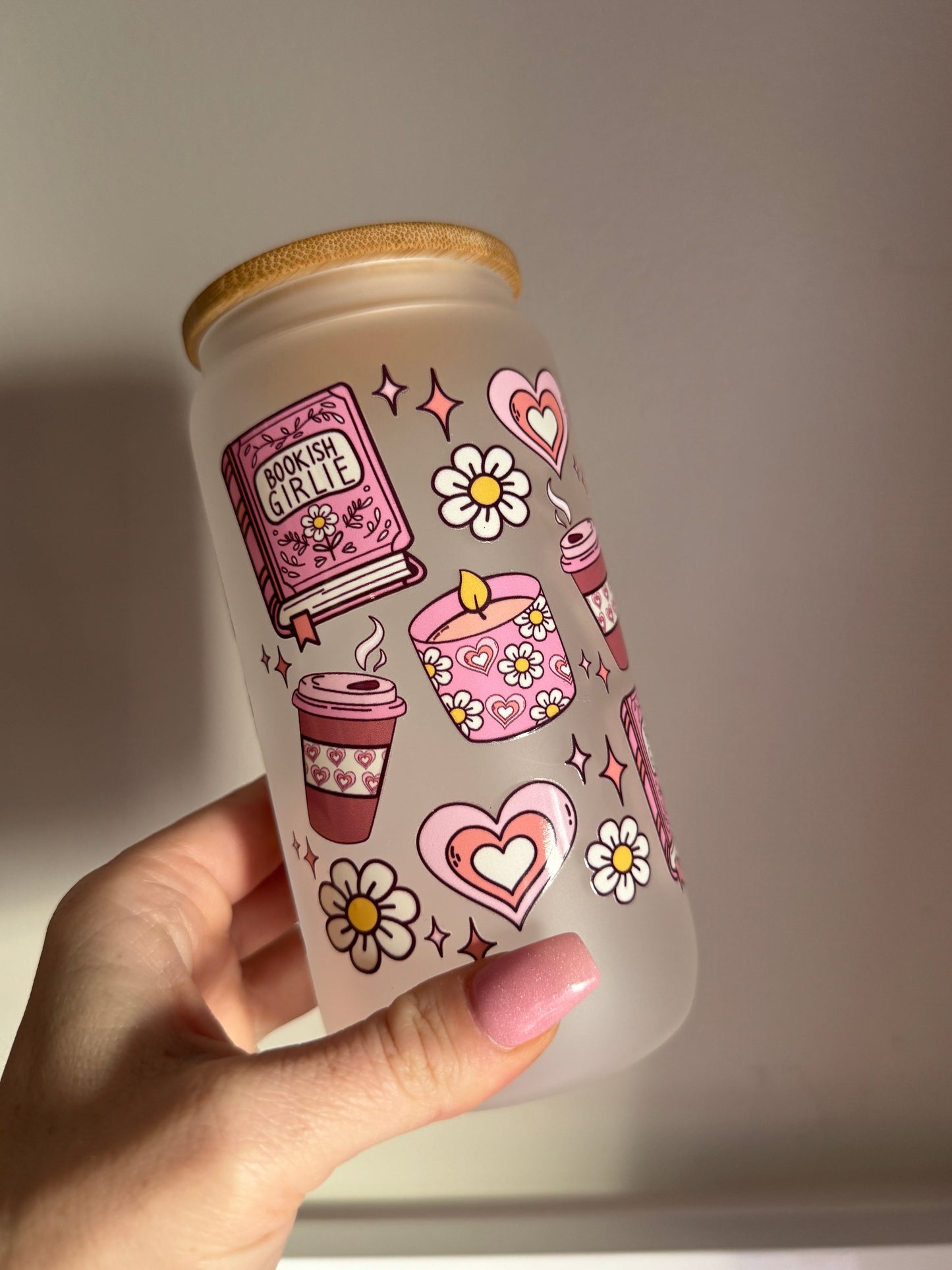 Bookish Girly Glass Cup