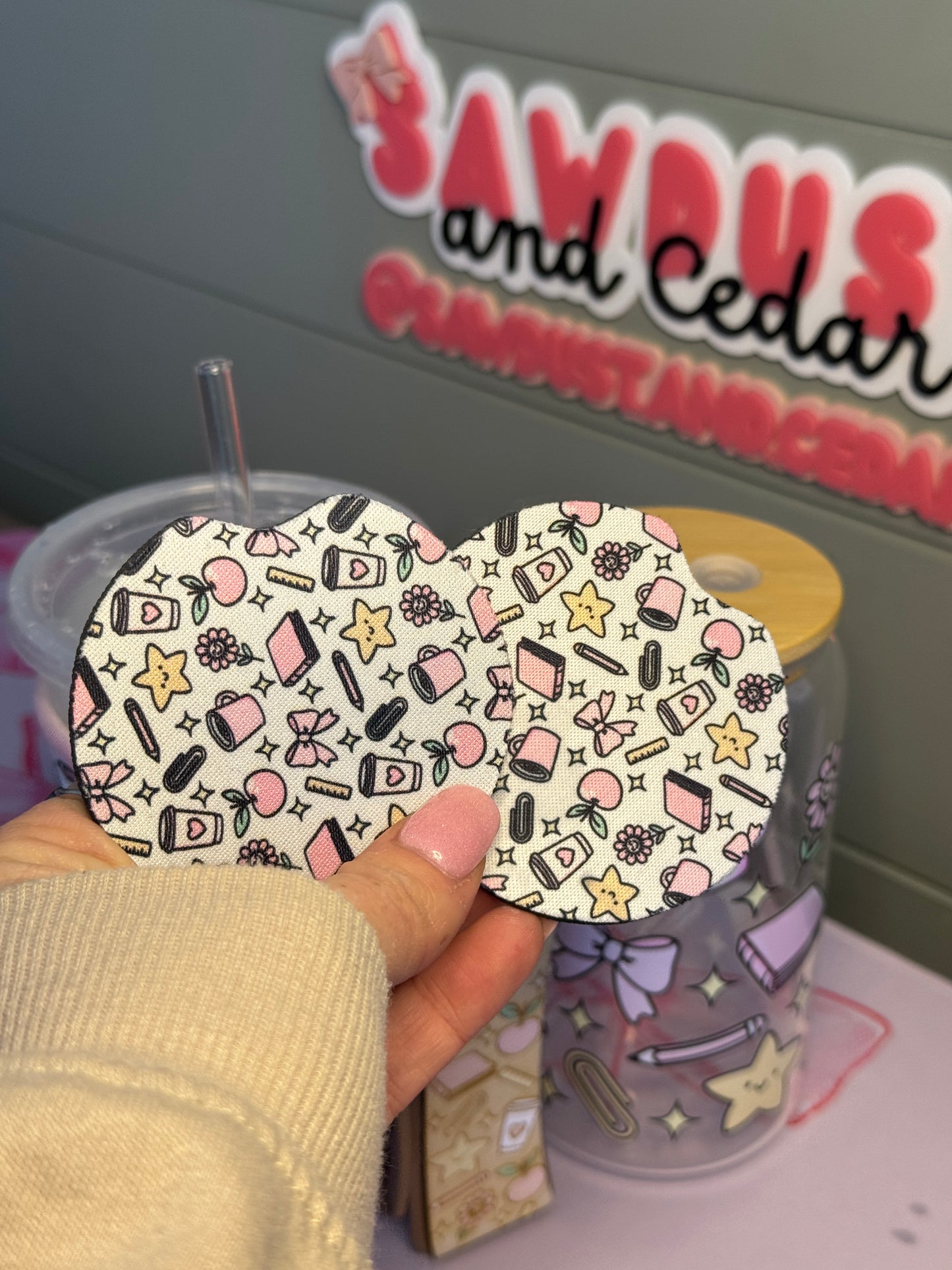 Teach & Chic Car Coasters