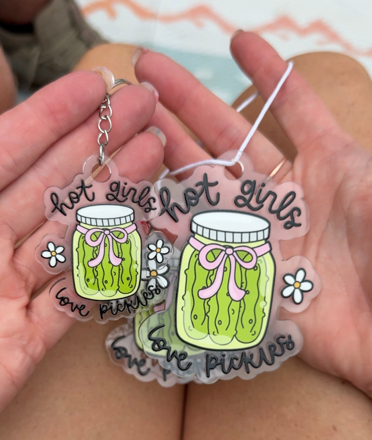 Hot Girls Love Pickles Acrylic Rear View Mirror Hanger - Sawdust and Cedar