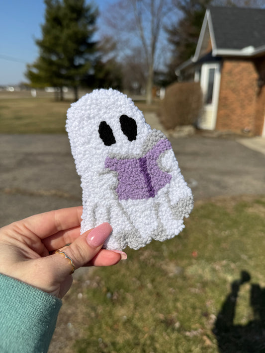 Ghostly Reader Mug Rug Coaster purple