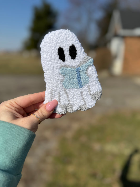 Ghostly Reader Mug Rug Coaster blue