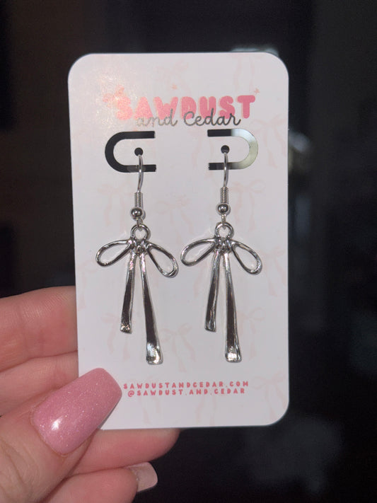 Silver Cascade Bow Earrings