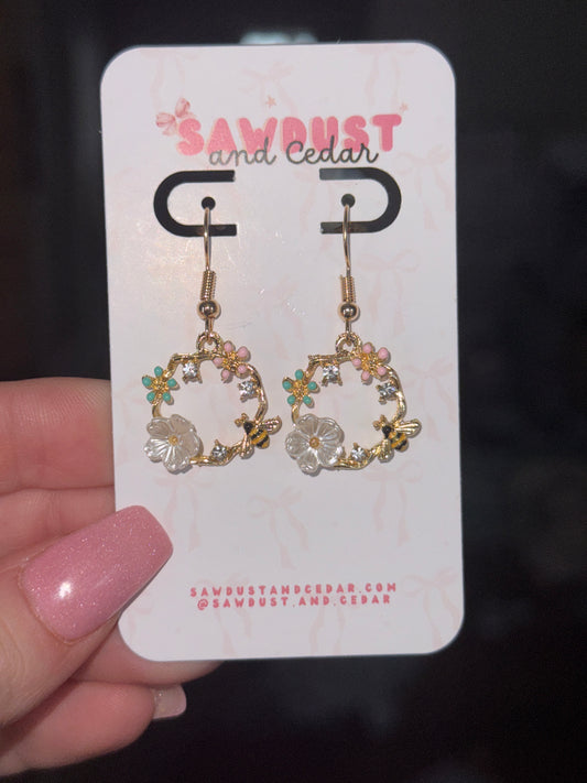 Honeybee Wreath Earrings