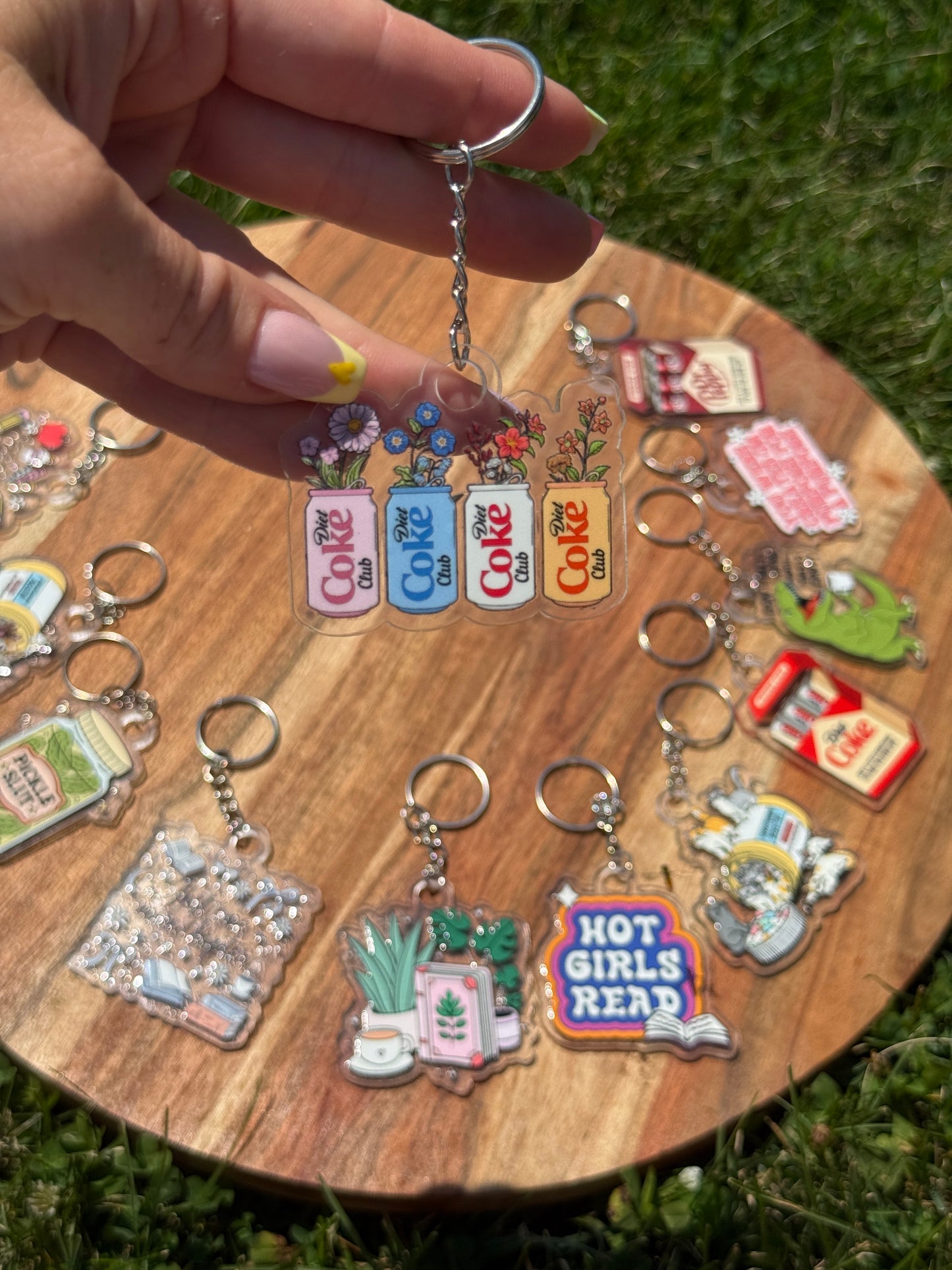Diet Coke Floral Keychain or Hanger