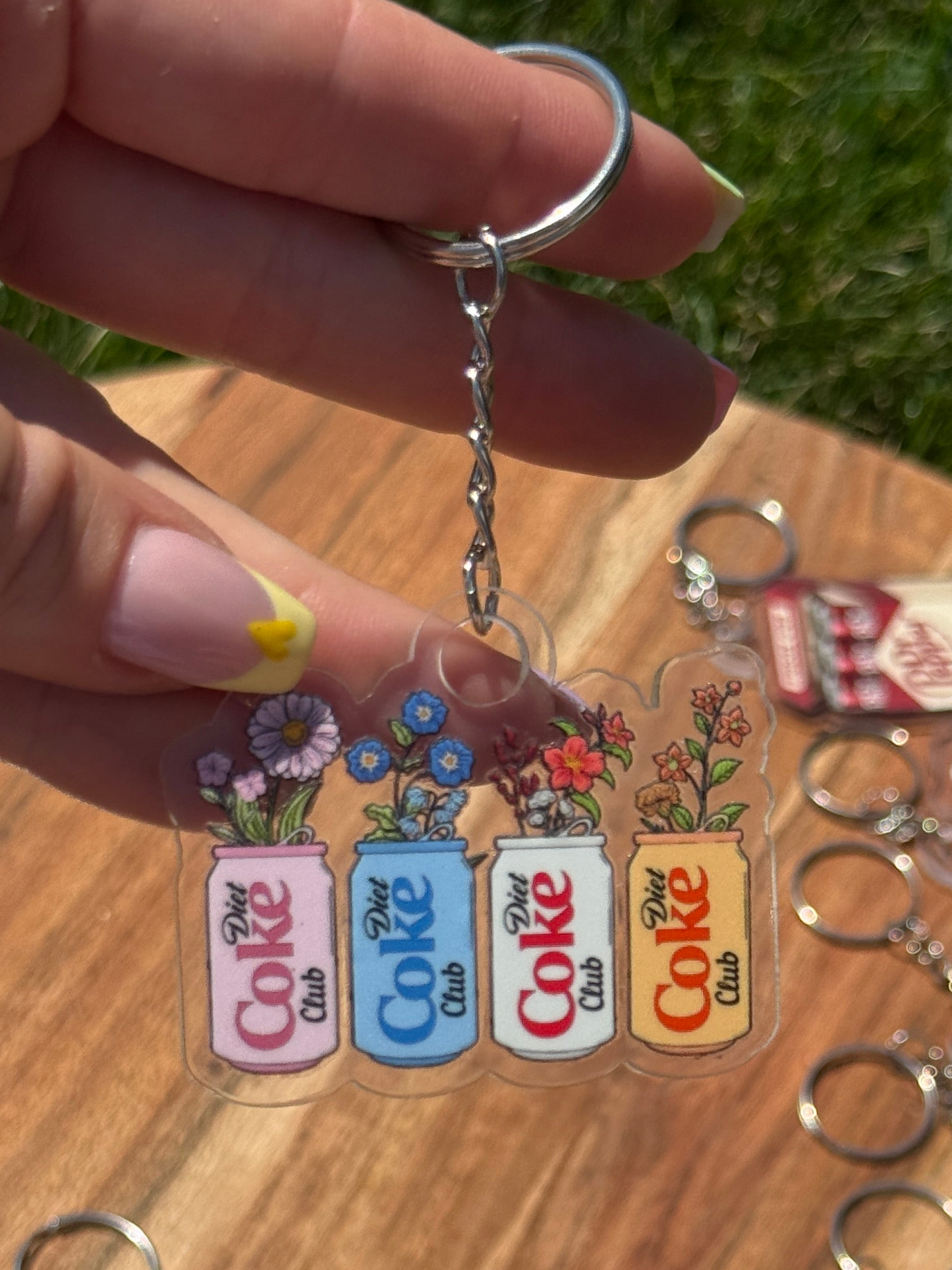 Diet Coke Floral Keychain or Hanger