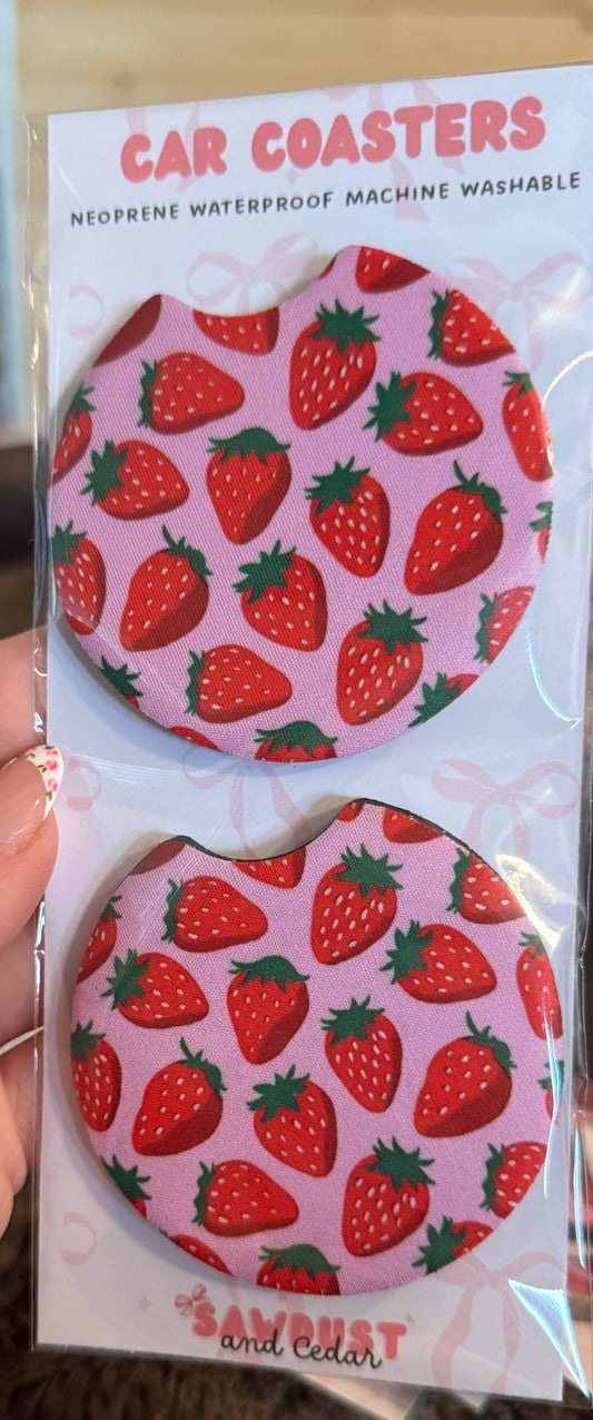 Sweet Strawberry Car Coaster