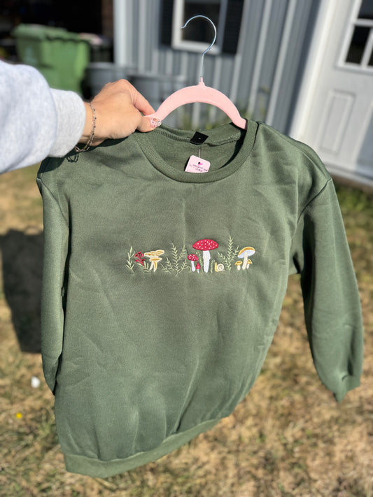 Mushroom Embroidered Crewneck