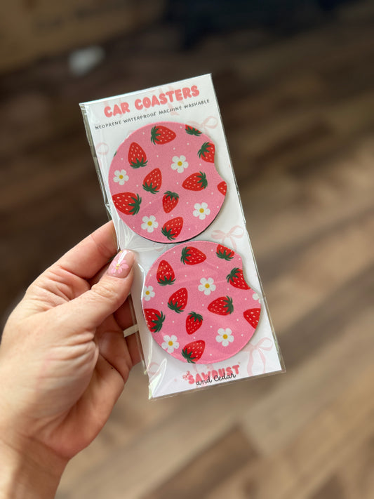 Sweet Strawberry Car Coaster
