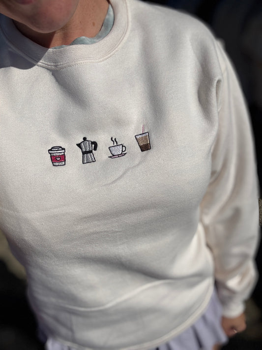 Embroidered Coffee Lover Crewneck