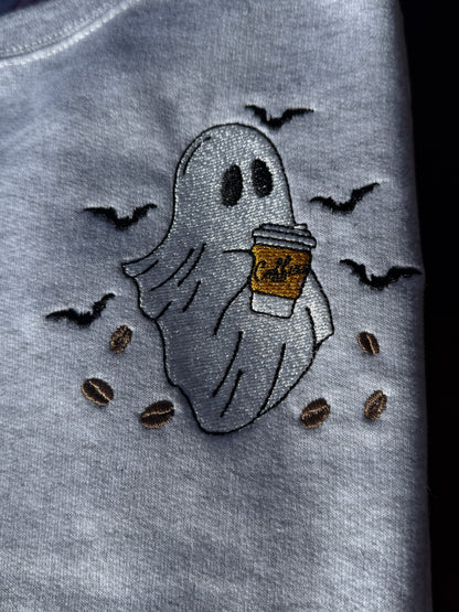 Embroidered Coffee Ghost Crewneck