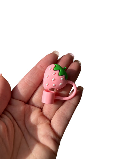 Pink Strawberry Straw Topper