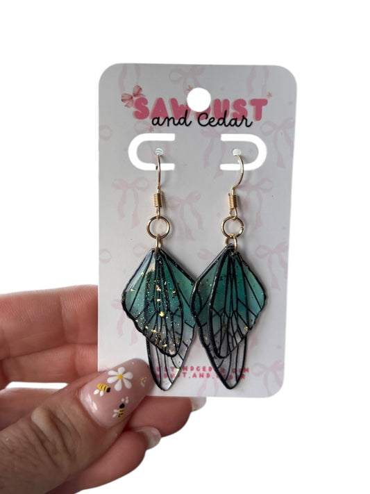 Butterfly Wing Teal Earrings