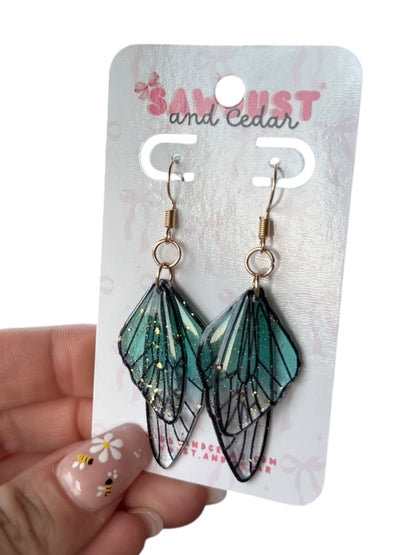 Butterfly Wing Teal Earrings
