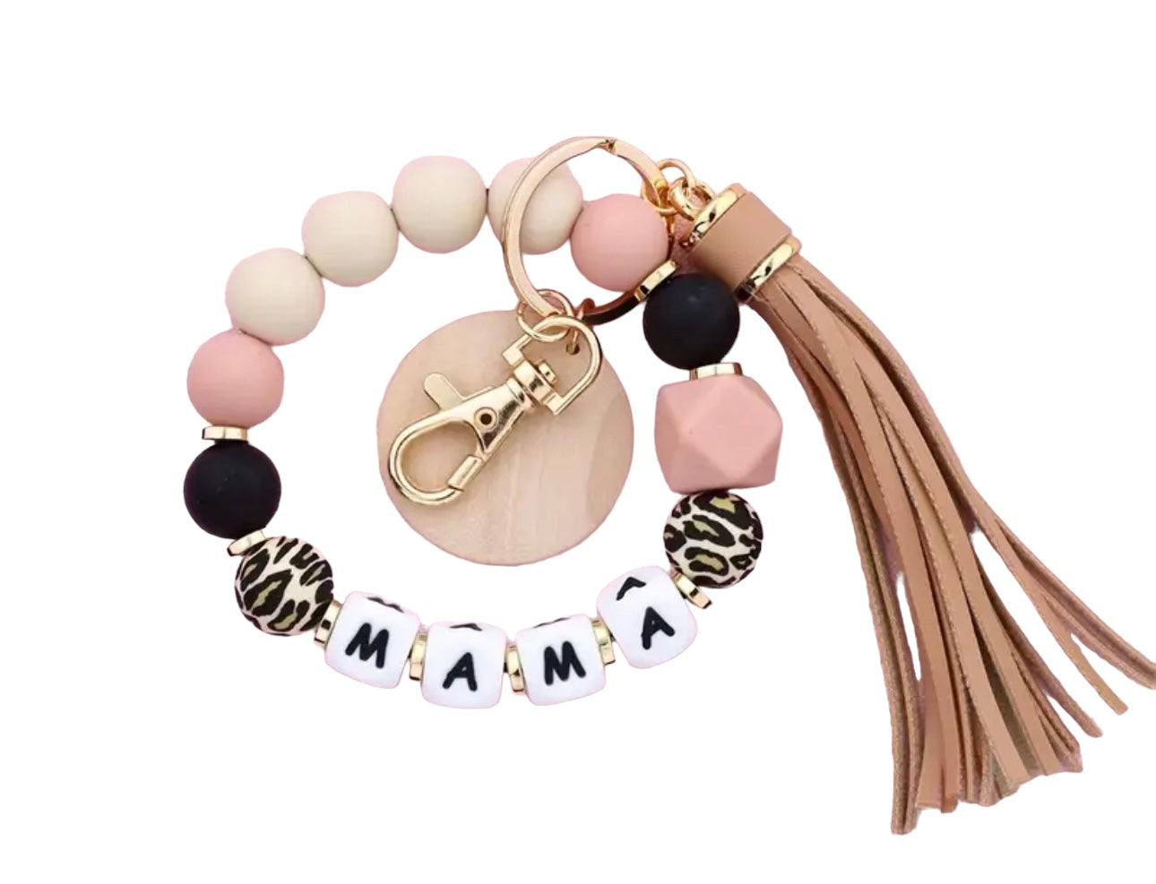 Mama silicone beaded wristlet