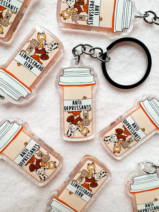 Dog Pill Bottle Keychain