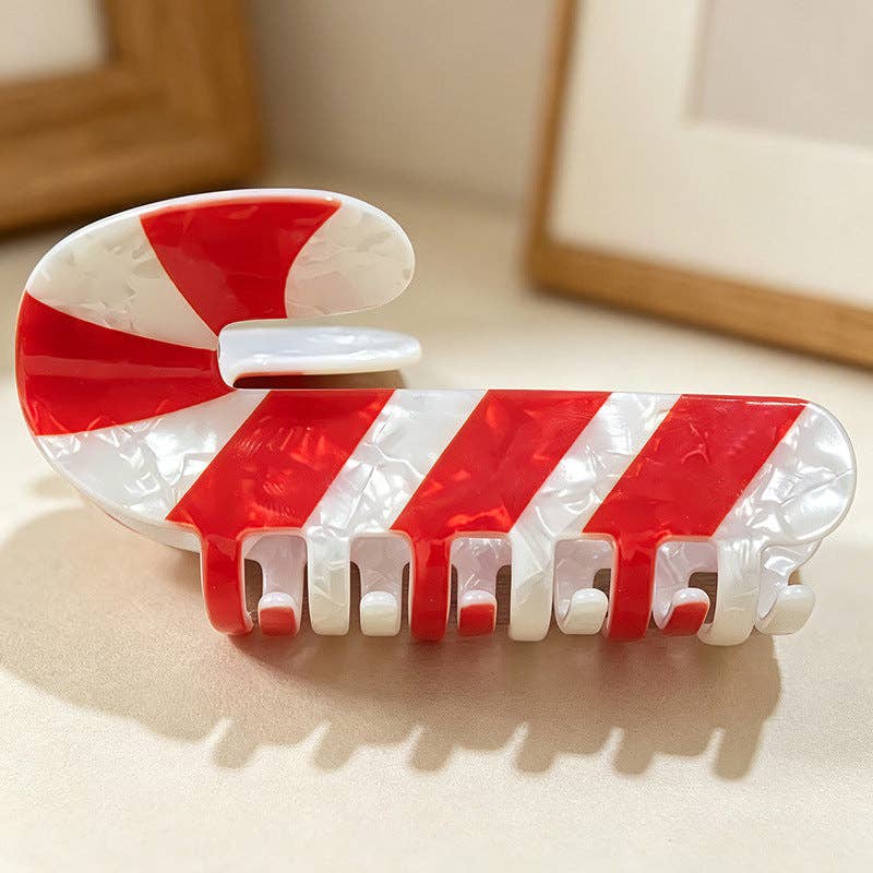Christmas Tree and Candy Cane Hair Claw Clip