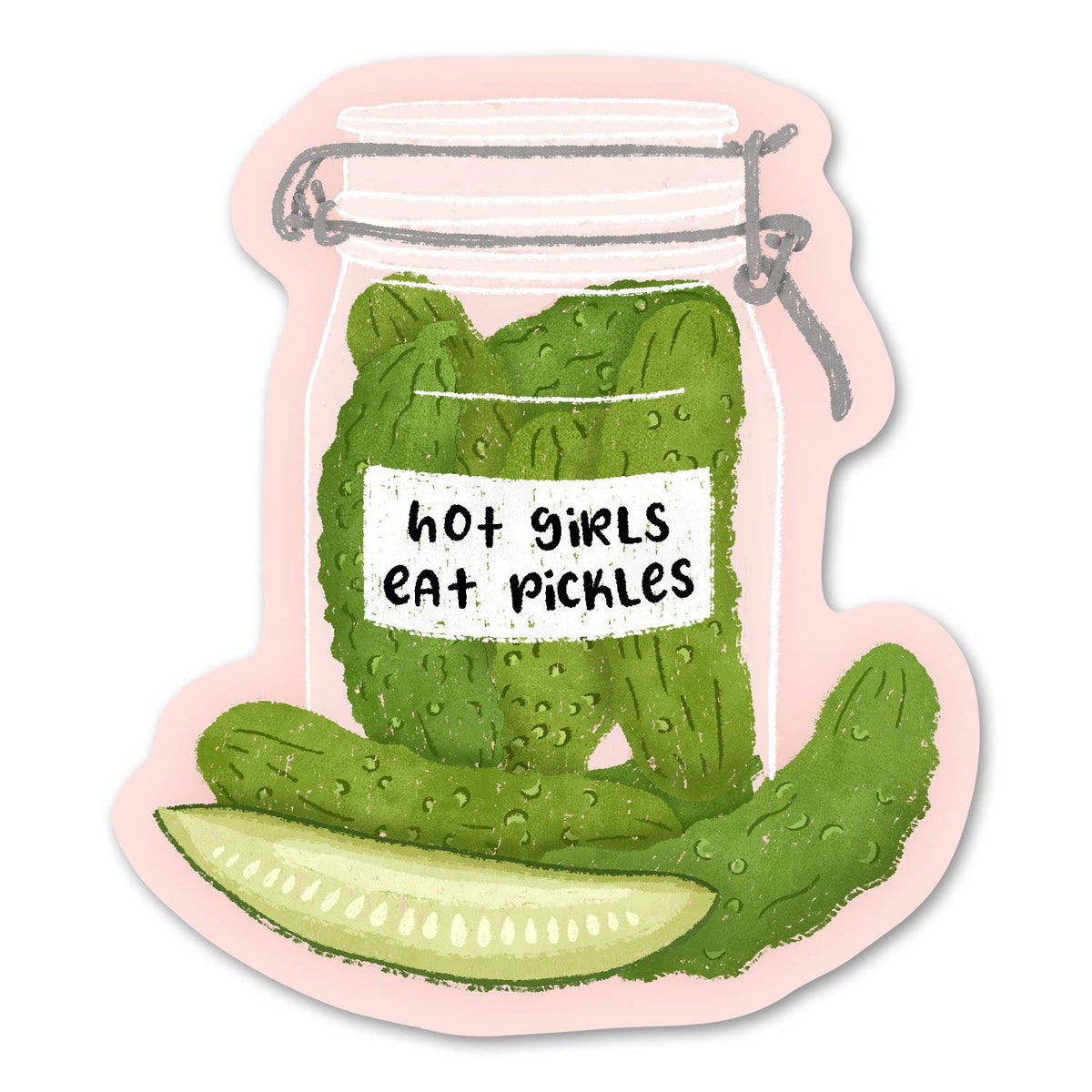 Hot Girls Eat Pickles - Funny Food Sticker