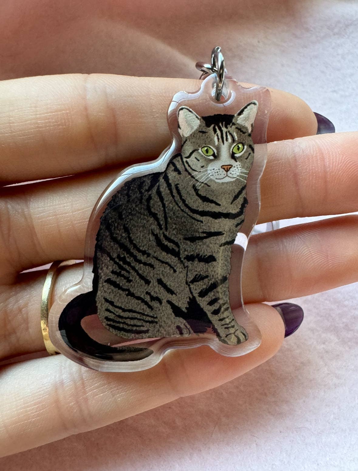 Domestic Shorthair, Tabby (brown) Keychain