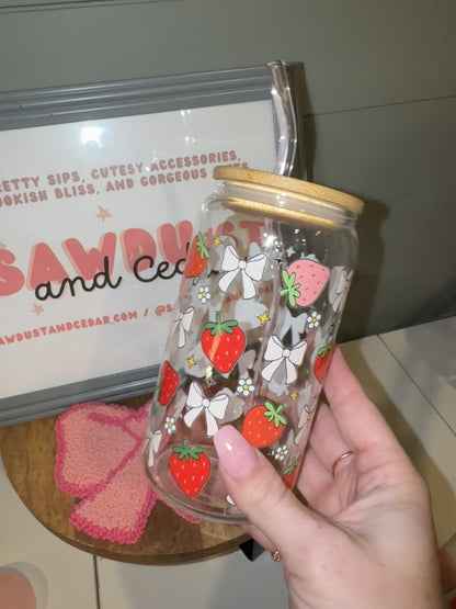 Berries and Bows Glass Cup
